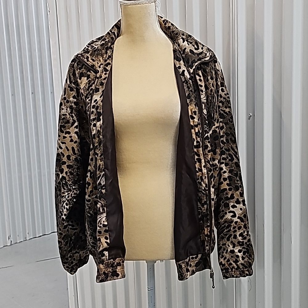 Vintage Cheetah Print Bomber Jacket, Size Medium, Silk - Picture 4 of 9